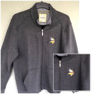 Minnesota Vikings Tommy Bahama Zip-Up Quilted Jacket Men L  Embroidered Logo NFL